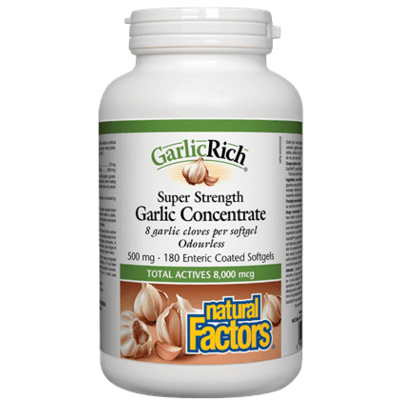 Natural Factors GarlicRich Garlic Concentrate Super Strength 500 mg (180 Softgels)