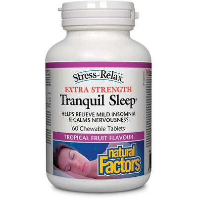 Natural Factors Stress-Relax Tranquil Sleep Extra Strength - Tropical Fruit (60 Chewable Tablets)