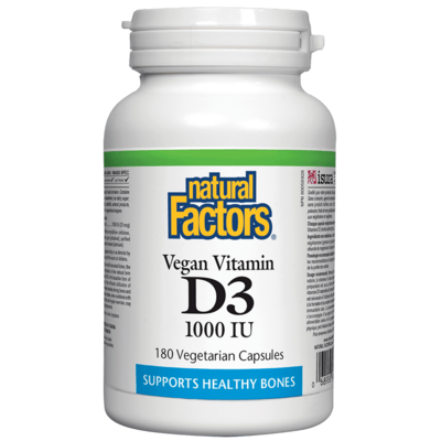 Natural Factors Vegan SunVitamin D3 1000 IU 25 mcg (180 VCaps)