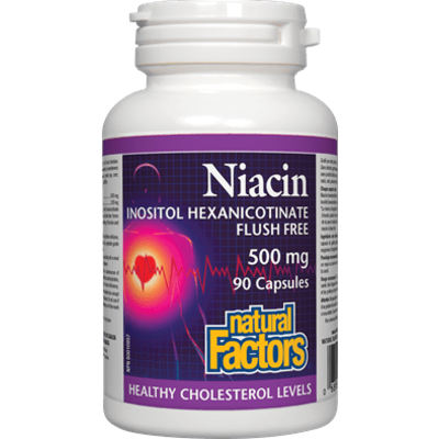 Natural Factors Niacin Inositol Hexanicotinate Flush Free 500 mg (90 Capsules)