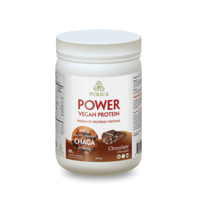 Purica Power Vegan Protein Isolate with Chaga Mushroom - Chocolate (630 g)