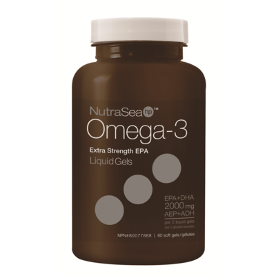 NutraSea HP Omega-3 Liquid Gels Extra Strength EPA 2000 mg (60 Softgels)