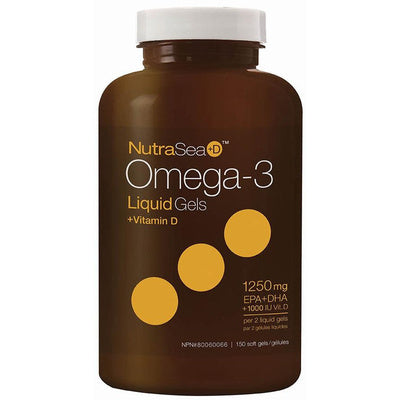 NutraSea+D Omega-3 Liquid Gels + Vitamin D 1250 mg (150 Softgels)