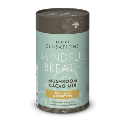 Purica Zensations Mindful Breath - Lion's Mane & Cordyceps Mushroom Cacao Drink Mix (150 g)