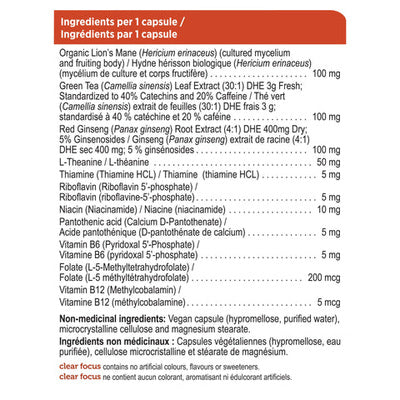 Genuine Health Clear Focus with Lion's Mane Mushroom (60 Capsules)