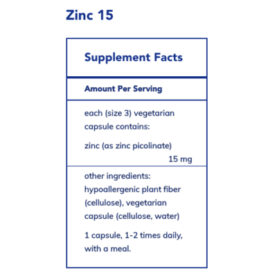 Pure Encapsulations Zinc 15 (180 VCaps)