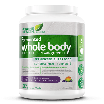 Genuine Health Greens+ Whole Body Nutrition Fermented Superfood - Natural Acai Mango (517 g)