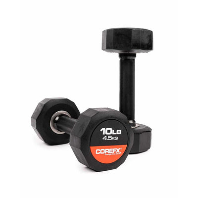 CoreFX 12 EDGES RUBBER DUMBBELL 10 LB SINGLE