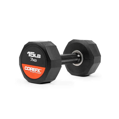 CoreFX 12 EDGES RUBBER DUMBBELL 15 LB SINGLE