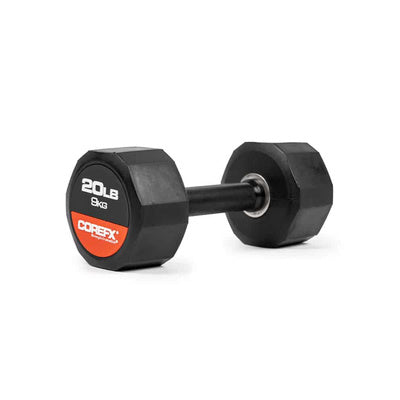 CoreFX 12 EDGES RUBBER DUMBBELL 20 LB SINGLE