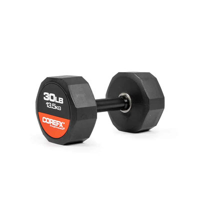 CoreFX 12 EDGES RUBBER DUMBBELL 30 LB SINGLE