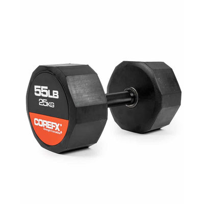 CoreFX 12 EDGES RUBBER DUMBBELL 55 LB SINGLE