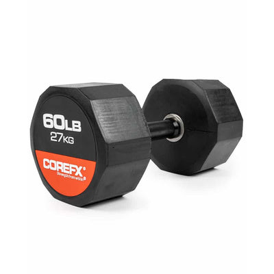 CoreFX 12 EDGES RUBBER DUMBBELL 60 LB SINGLE