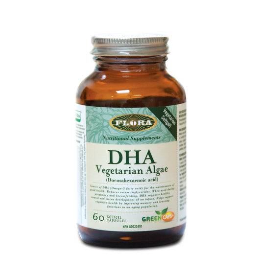 DHA gel capsules from vegetarian algae by Flora Health
