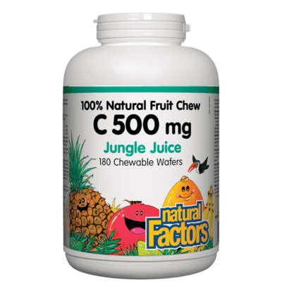 Natural Factors C Natural Fruit Chews 500 mg - Jungle Juice (180 Chewable Wafers)