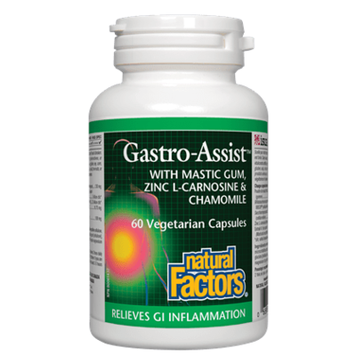 Natural Factors Gastro-Assist with Mastic Gum, Zinc L-Carnosine & Chamomile (60 VCaps)