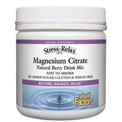 Natural Factors Magnesium Citrate Drink Mix Powder - Berry Flavour (250 g)