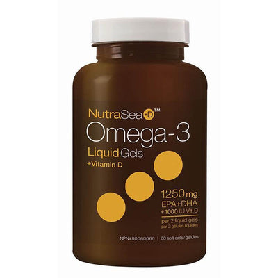 NutraSea+D Omega-3 Liquid Gels + Vitamin D 1250 mg (60 Softgels)