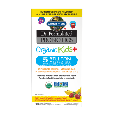 Garden of Life Dr. Formulated Probiotics Organic Kids+ 5 Billion No Refrigeration (Strawberry Banana)